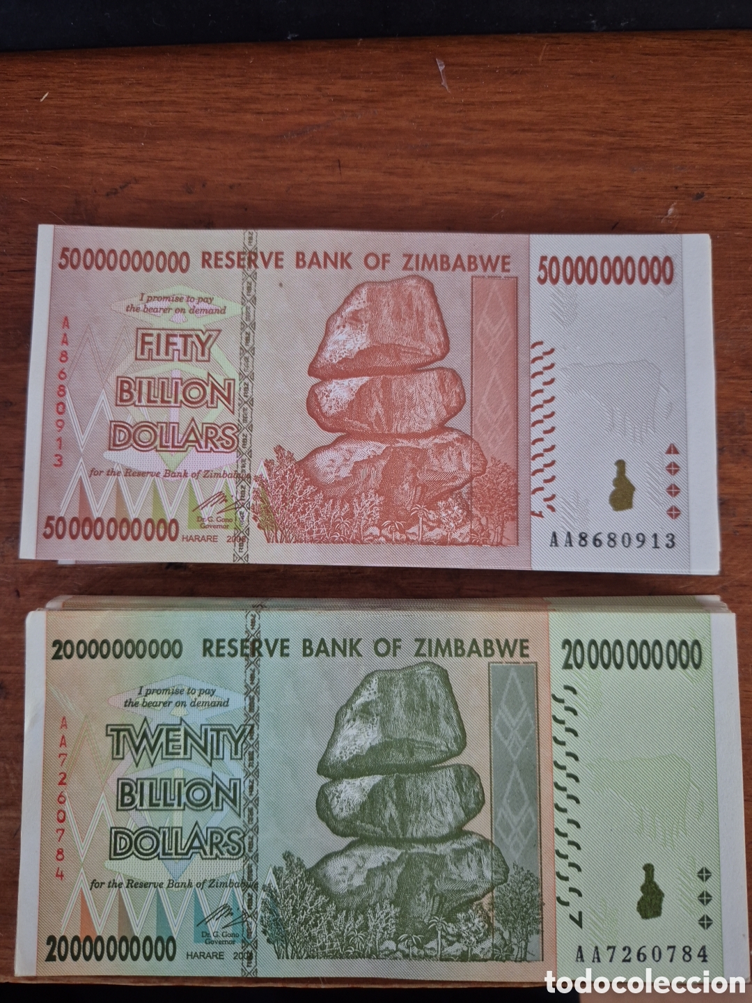 Billetes extranjeros: 2 Billetes de Zimbabwe Sin Circular - Foto 2