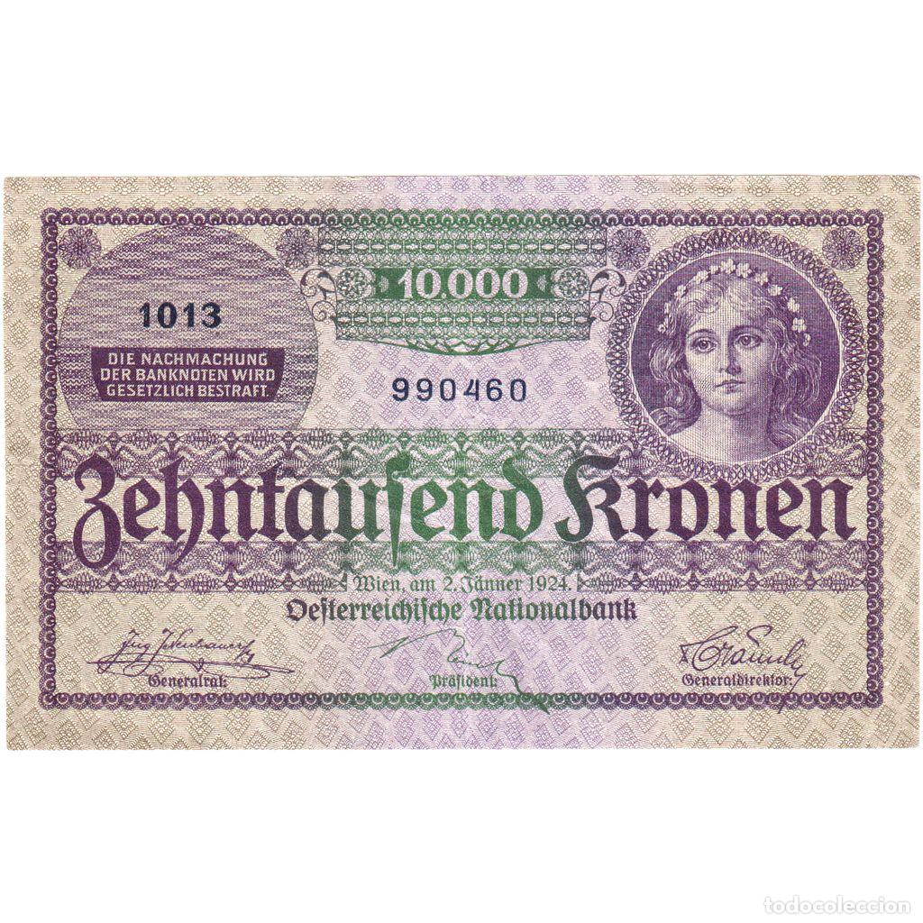 Billetes extranjeros: [#1233837] Billete, 10,000 Kronen, 1924, Austria, KM:85, 1924-01-02, MBC+