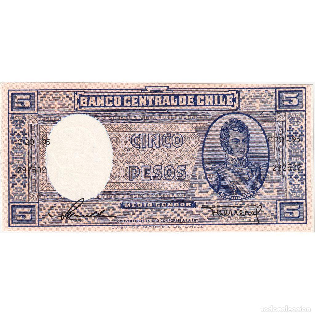 Billetes extranjeros: [#1233859] Billete, 5 Pesos = 1/2 Condor, Undated (1958-59), Chile, KM:119, UNC