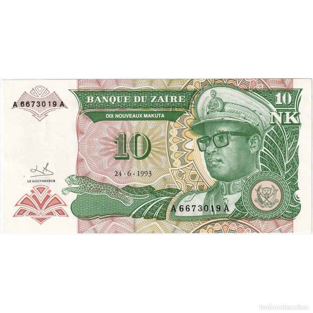 Billetes extranjeros: [#1233866] Billete, 10 Nouveaux Za&iuml;res, Zaire, 1993-06-24, KM:54a, UNC