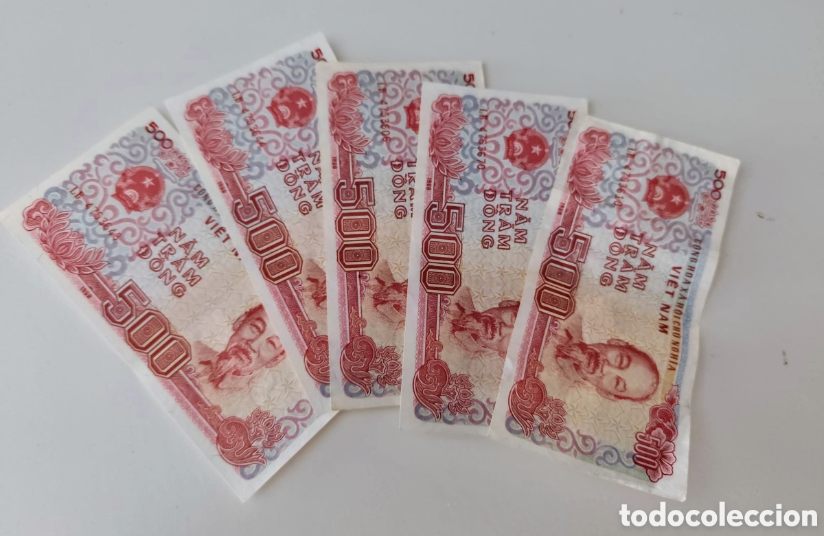 Billetes extranjeros: 5 Billetes Vietnam 500 Dong