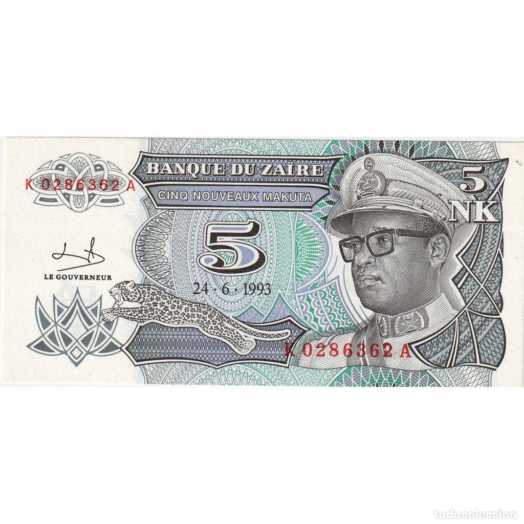 Billetes extranjeros: [#1233900] Billete, 5 Nouveaux Makuta, Zaire, KM:48a, 1993-06-24, UNC