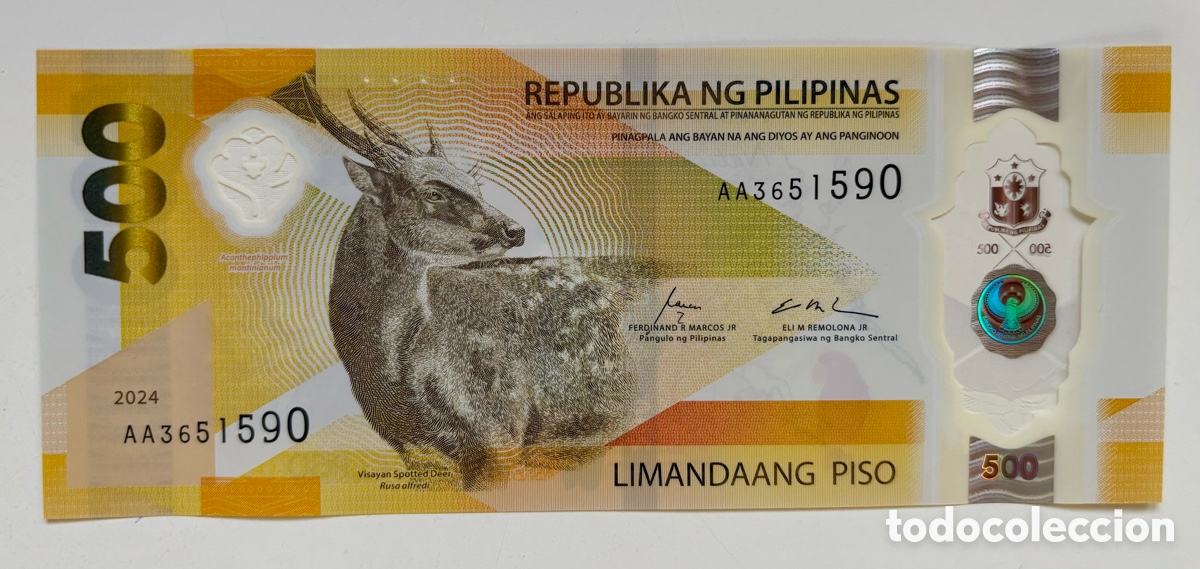 Billetes extranjeros: Billete FILIPINAS 500 Piso 2024 (2025) SC Polimero.