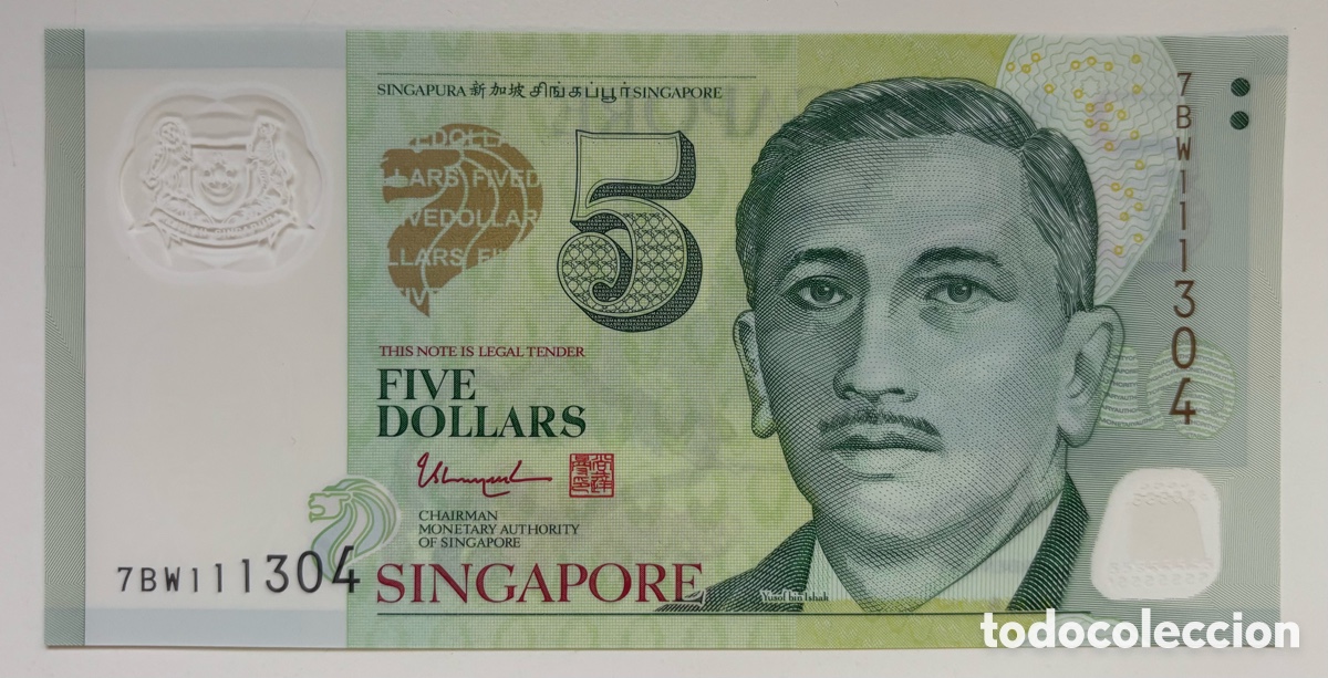 Billetes extranjeros: Billete SINGAPUR 5 D&oacute;lares n/d SC. Polimero
