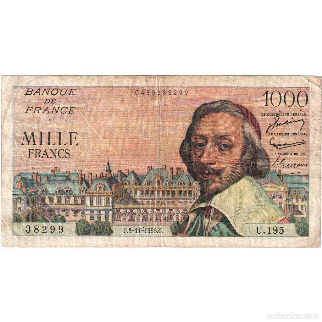 Billetes extranjeros: [#377702] Francia, 1000 Francs, Richelieu, 1955-11-03, U.195, BC