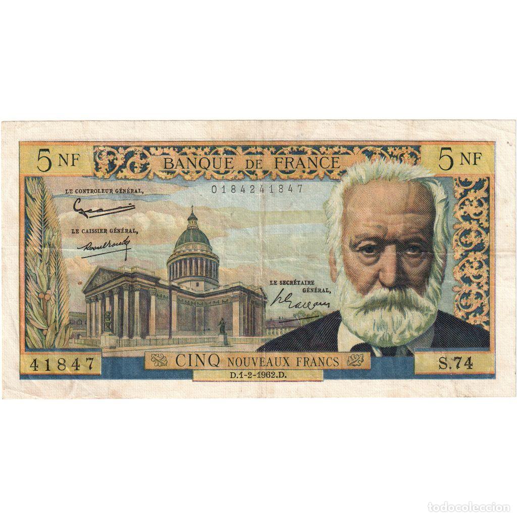 Billetes extranjeros: [#377706] Francia, 5 Nouveaux Francs, Victor Hugo, 1962-02-01, S.74, BC