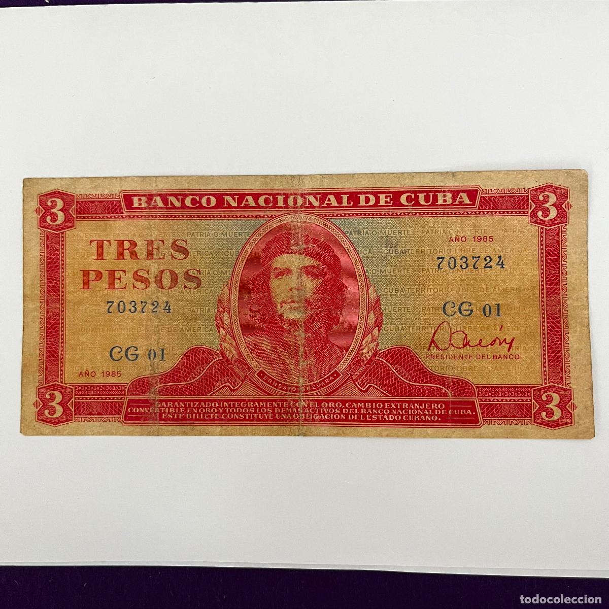 Billetes extranjeros: BILLETE DE CUBA. TRES, 3 PESOS. 1985. CHE GUEVARA. ORIGINAL.