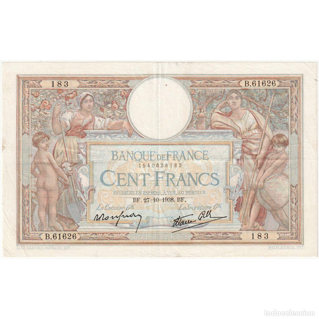 Billetes extranjeros: [#377715] Francia, 100 Francs, Luc Olivier Merson, 1938-10-27, B.61626, MBC+