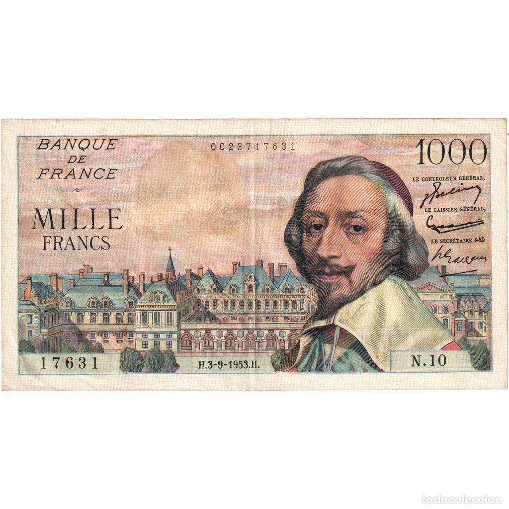 Billetes extranjeros: [#377731] Francia, 1000 Francs, Richelieu, 1953-09-03, N.10, MBC