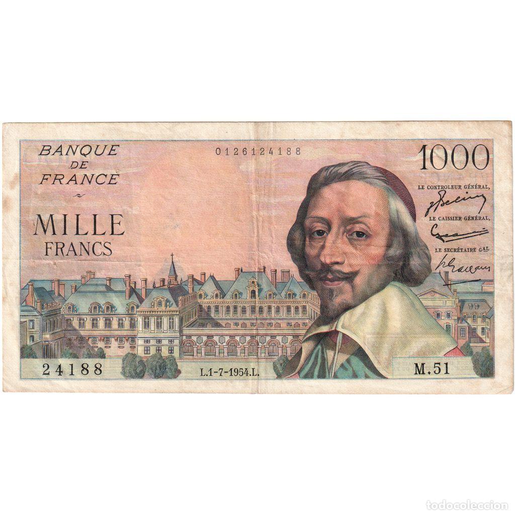 Billetes extranjeros: [#377732] Francia, 1000 Francs, Richelieu, 1954-07-01, M.51, MBC