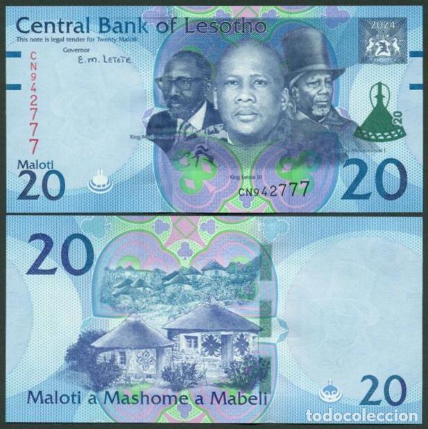 Notas Internacionais: LESOTO (LESOTHO). 20 maloti 2024. S/C