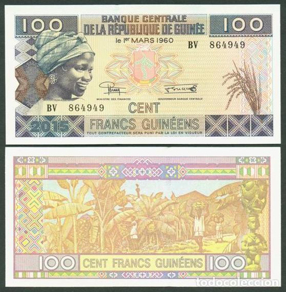 Notas Internacionais: GUINEA (Republica). 100 francs (francos) 2015. S/C