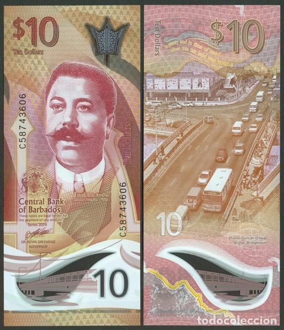 Billetes extranjeros: BARBADOS. 10 dolares 2024. Polimero. S/C. Ver firmas.