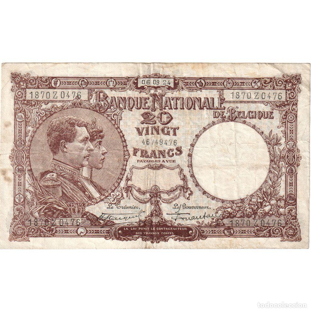 Billetes extranjeros: [#377750] B&eacute;lgica, 20 Francs, 1924-03-06, BC