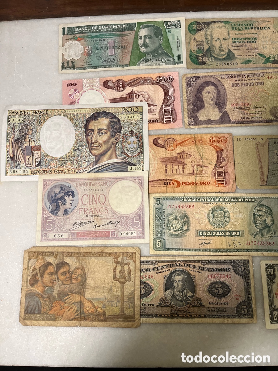 Billetes extranjeros: Lote billetes varios paises diferentes epocas