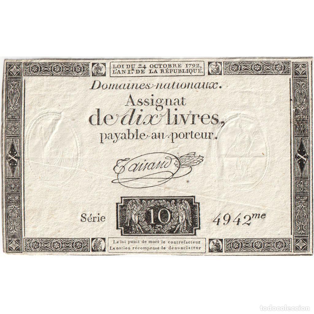Billetes extranjeros: [#377779] Francia, 10 Livres, 1792-10-24, 4942, MBC+