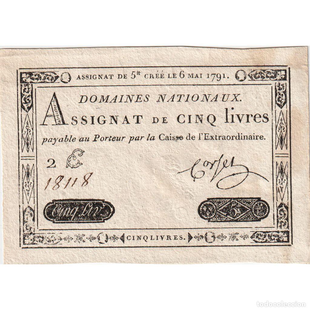 Billetes extranjeros: [#377782] Francia, 5 Livres, 1791-05-06, 2E, EBC