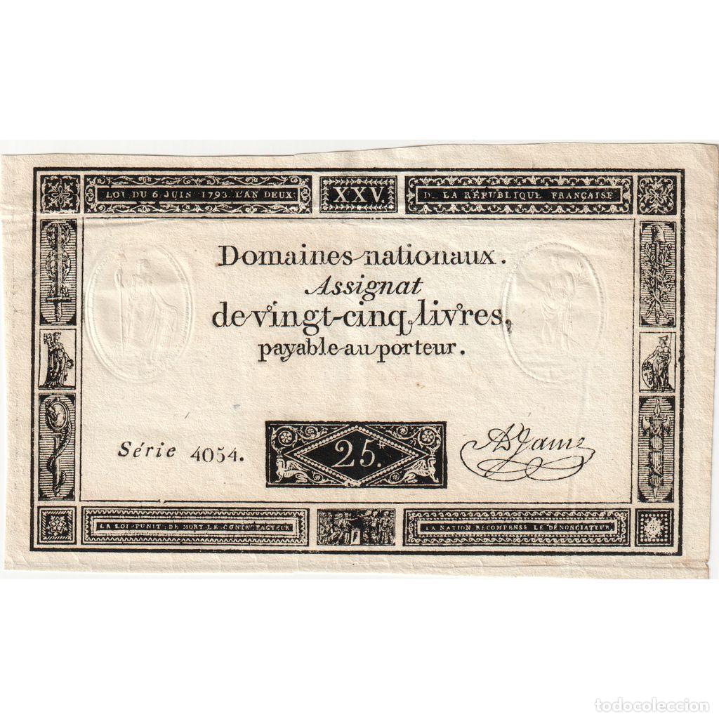 Billetes extranjeros: [#377784] Francia, 25 Livres, 1793-06-06, 4054, SC