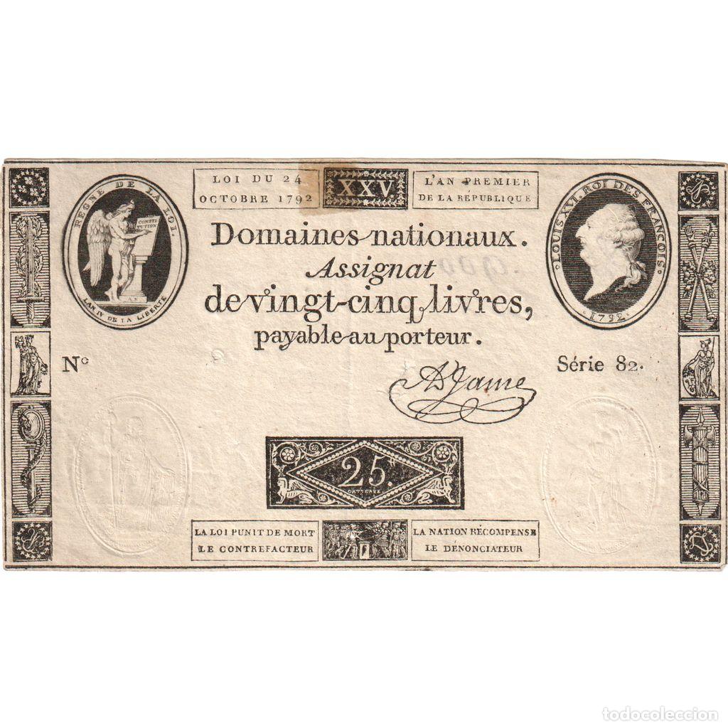Billetes extranjeros: [#377785] Francia, 25 Livres, 1792-10-24, 82, MBC+