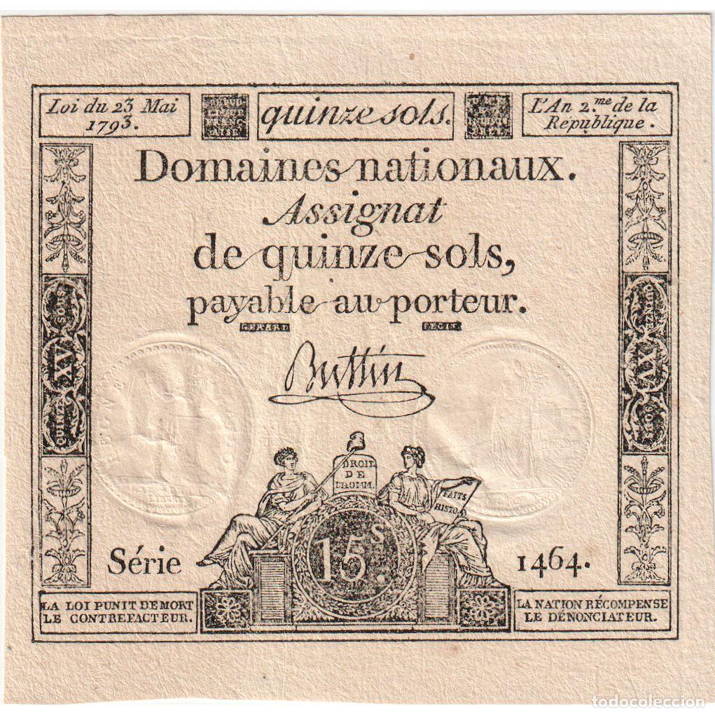 Billetes extranjeros: [#377788] Francia, 15 Sols, 1793-05-23, 1464, SC