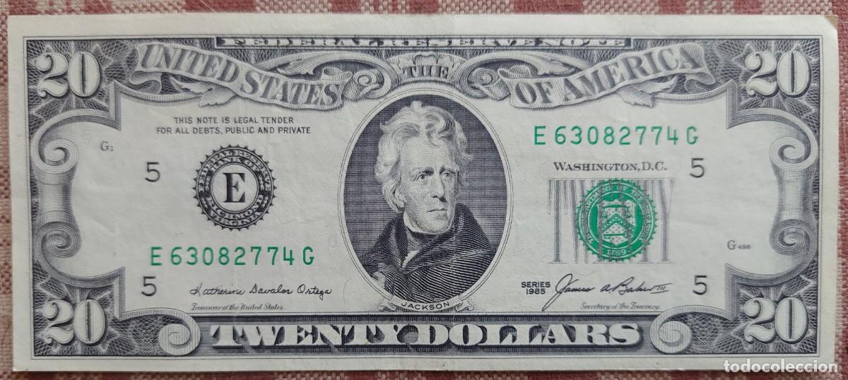 Billets internationaux: Billete de 20 d&oacute;lares USA de 1985