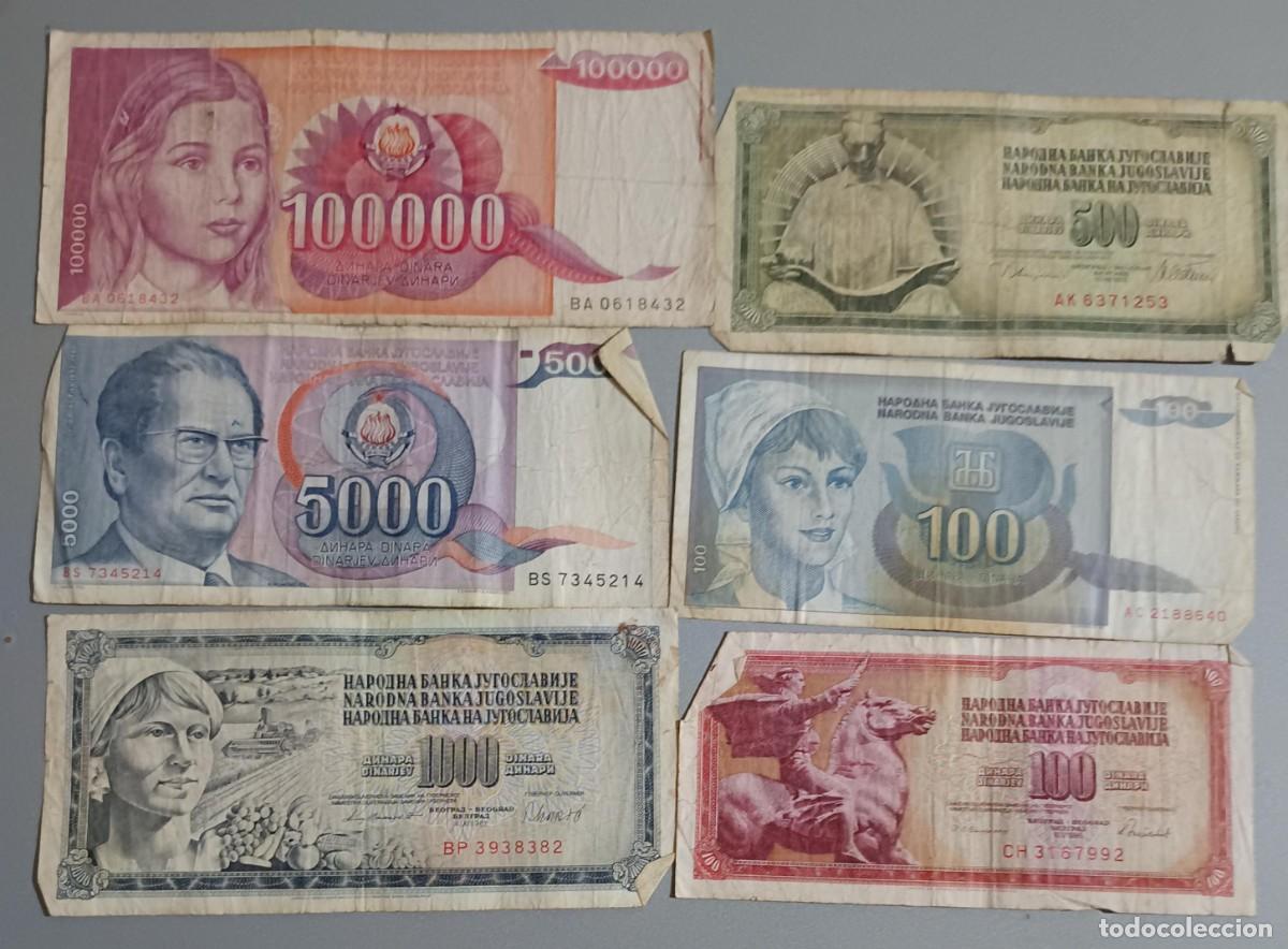 International Banknotes: B05 - Yugoslavia lote 6 billetes diferentes usados