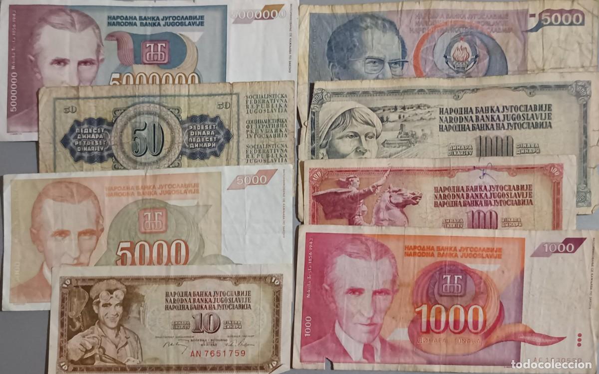 Internationale Banknoten: B02 - Yugoslavia lote 8 billetes diferentes usados