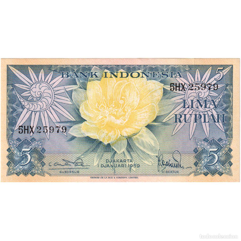 Billetes extranjeros: [#1233937] Billete, 5 Rupiah, Indonesia, KM:65, 1959-01-01, UNC