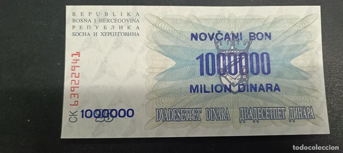 Billetes extranjeros: BOSNIA HERZEGOVINA 1000000 DINARA EN 25 DINARA 1993 S/C P=35