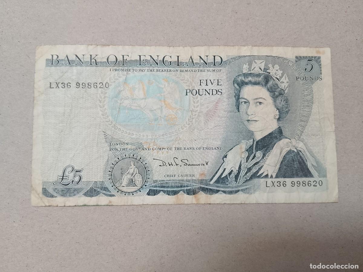 Billetes extranjeros: Billete Inglaterra, 5 Libras, a&ntilde;o 1971 - Foto 2
