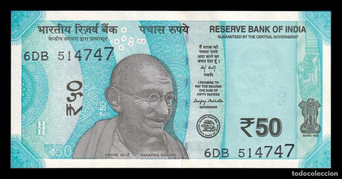 Billetes extranjeros: India 50 Rupias Gandhi 2025 Pick 111z Nuevo Sin Letra Sc Unc