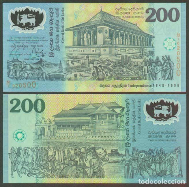Billetes extranjeros: SRI LANKA. Conmem. 200 rupees 1998. Pick 114a. S/C. Polimero. En estuche original. N&ordm; serie en rojo