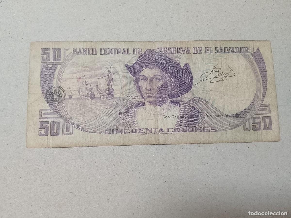 Billetes extranjeros: Billete El Salvador, 50 colones, a&ntilde;o 1980