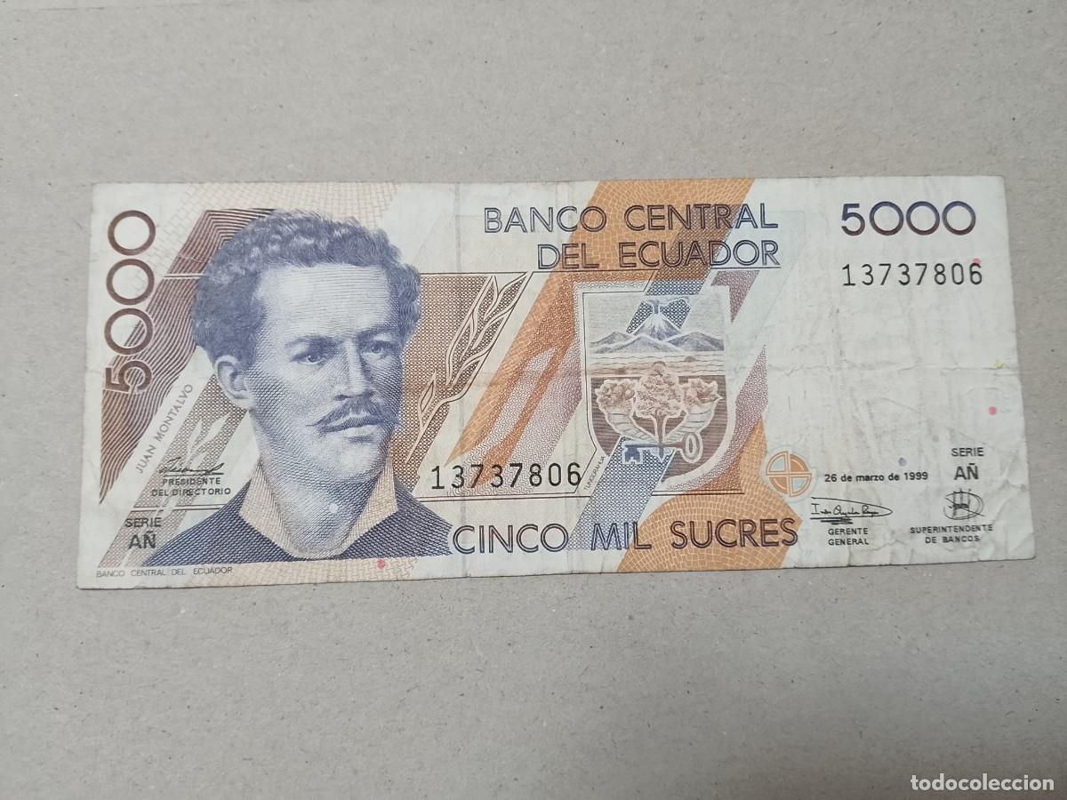 Billetes extranjeros: Billete Ecuador, 5000 sucres, a&ntilde;o 1999
