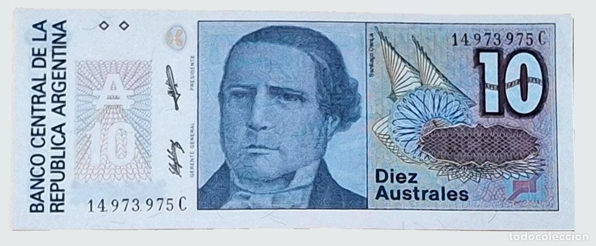 Billetes extranjeros: 10 australes de Argentina
