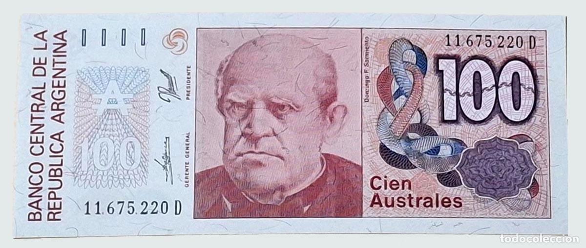 Billetes extranjeros: 100 australes de Argentina