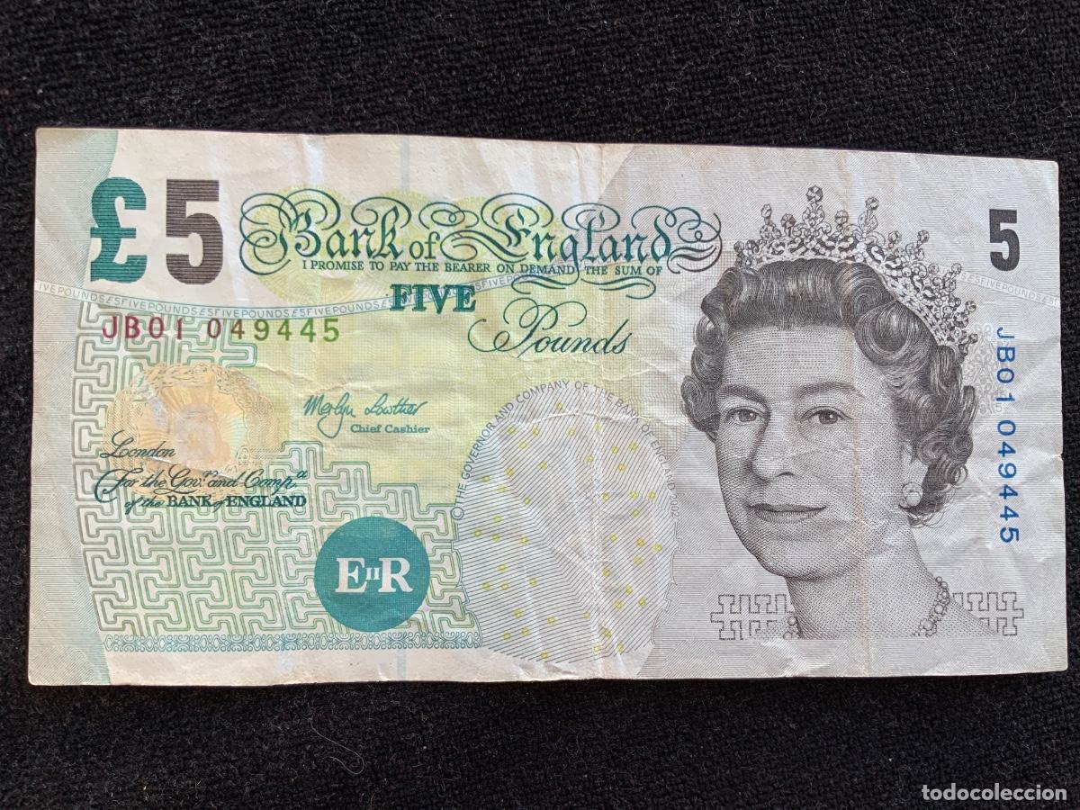 Billetes extranjeros: Billete de 5 pound , britannia, bank of england.