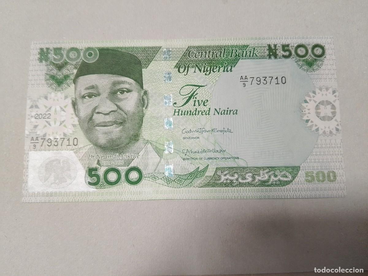 Billetes extranjeros: Billete Nigeria, 500 Naira, a&ntilde;o 2022, serie AA, UNC
