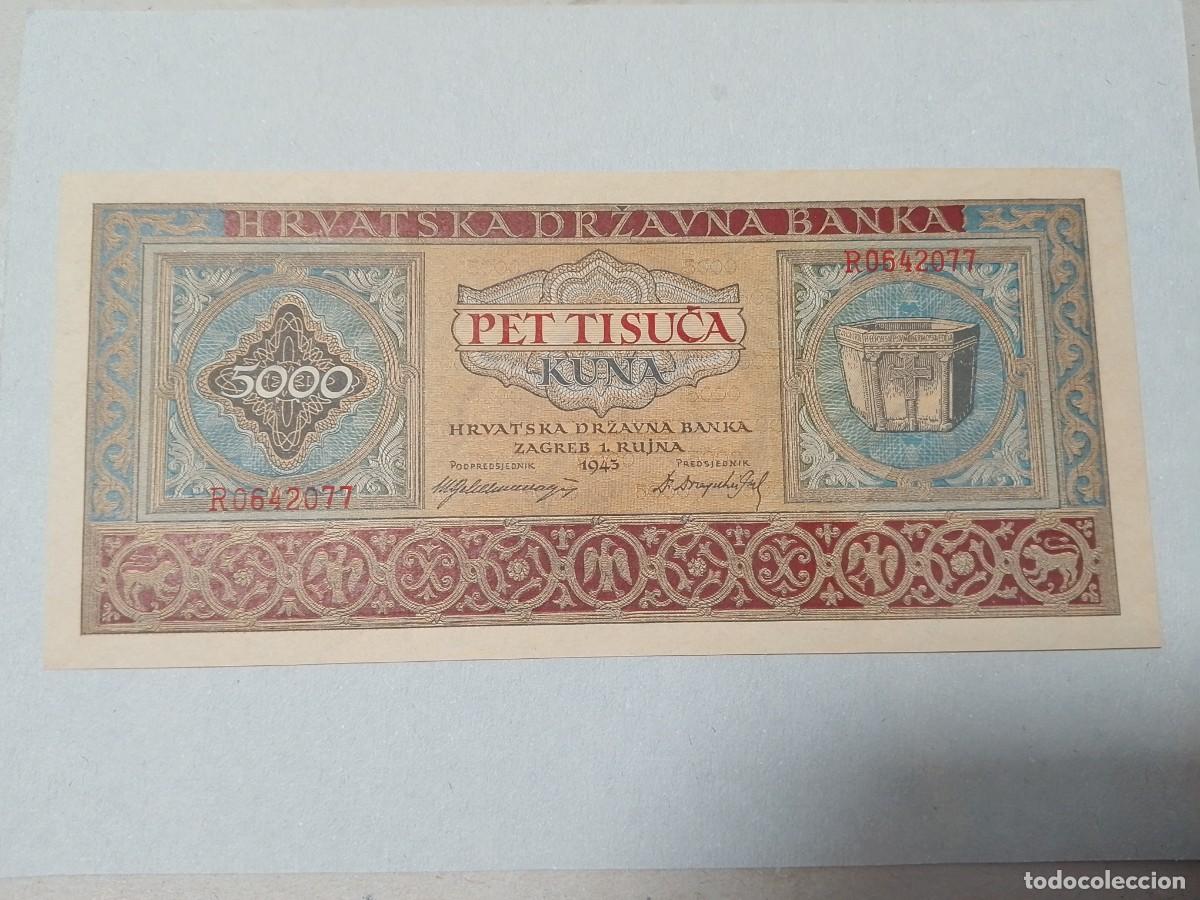 Billetes extranjeros: Billete Croacia, 5000 Kuna, a&ntilde;o 1943, UNC