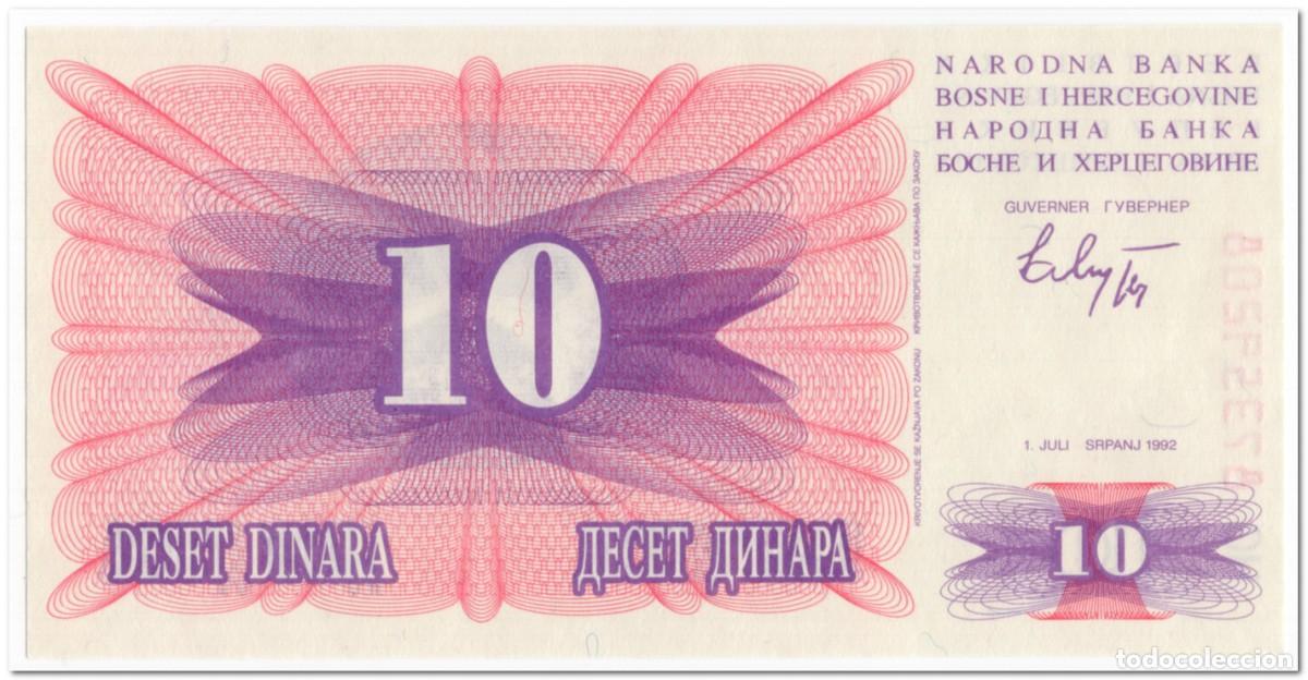 Billetes extranjeros: BOSNIA AND HERZEGOVINA,10 DINARA,1992,P.10,UNC