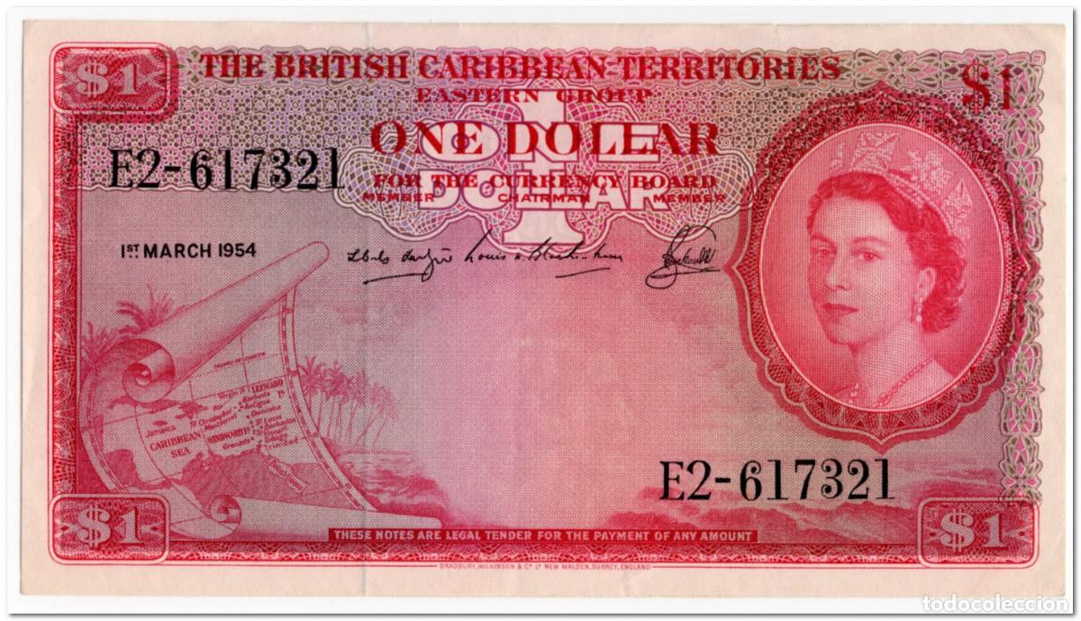Billetes extranjeros: BRITISH CARIBBEAN TERRITORIES,1 DOLLAR,1954,P.7b,XF