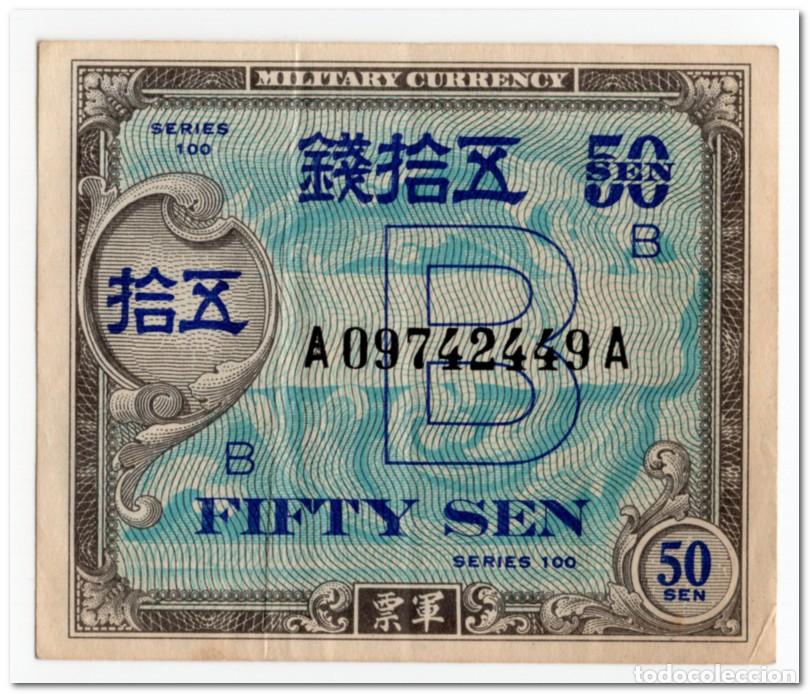 Billetes extranjeros: JAPAN,MILITARY CURRENCY,50 SEN,1945,P.65,VF