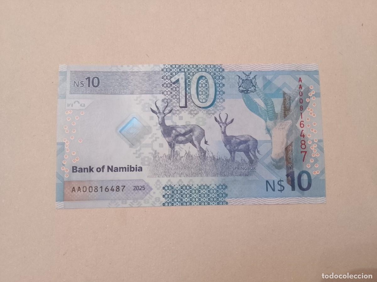 Billetes extranjeros: Billete Namibia, 10 d&oacute;lares, serie AA00816487, a&ntilde;o 2025, UNC