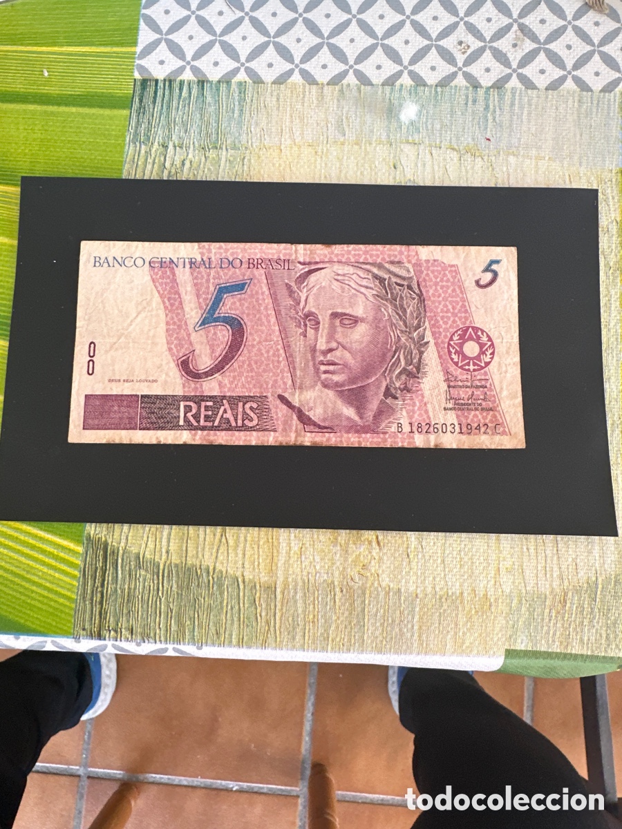 Billetes extranjeros: Billete de Brasil de 5 reais a&ntilde;o 1997-2011