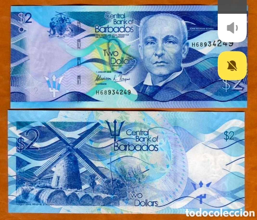 Billetes extranjeros: Billete barbados original % lee descripci&oacute;n