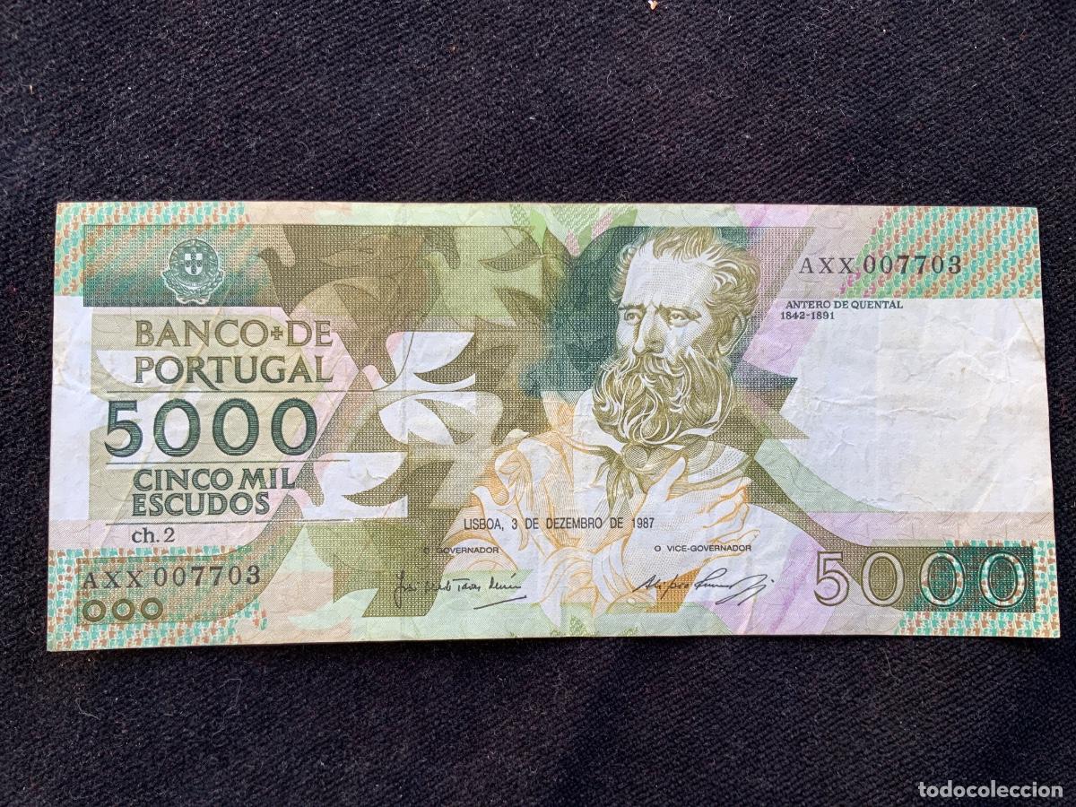 International Banknotes: Billete 5000 escudos 1987, portugal.