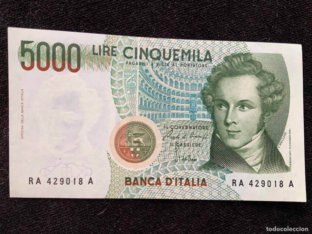 Internationale Banknoten: Billete 5000 liras italia 1985.