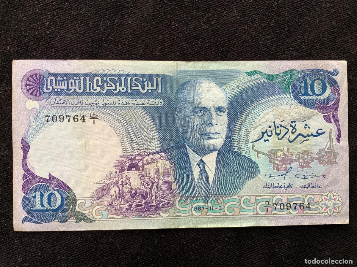 Billetes extranjeros: Billete 10 dinar 1983, tunez.