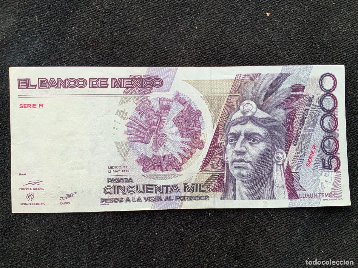 Billetes extranjeros: Billete 50000 pesos 1986, mexico.