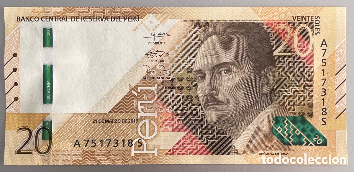 Billetes extranjeros: Per&uacute;. 20 soles. 2019